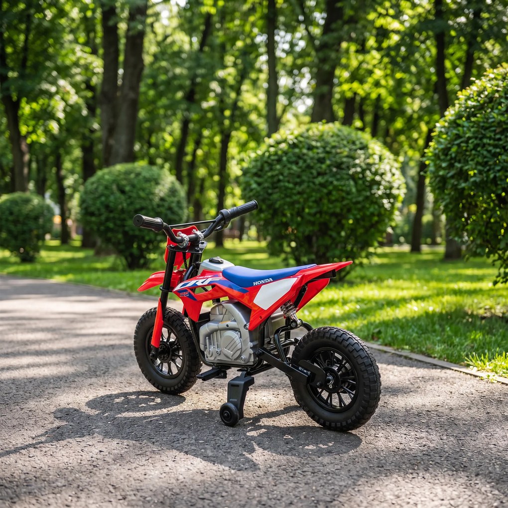 AIYAPLAY Elektryczny motocykl dla dzieci HONDA CRF 450R 12 V dziecięcy motocross z silnikiem 35 W akumulatorem litowym tylne zawieszenie koła 30,48 cm | Aosom PL