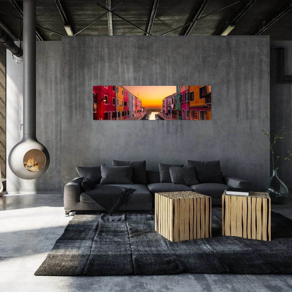Obraz - Zachód słońca, wyspa Burano, Wenecja, Włochy (170x50 cm)