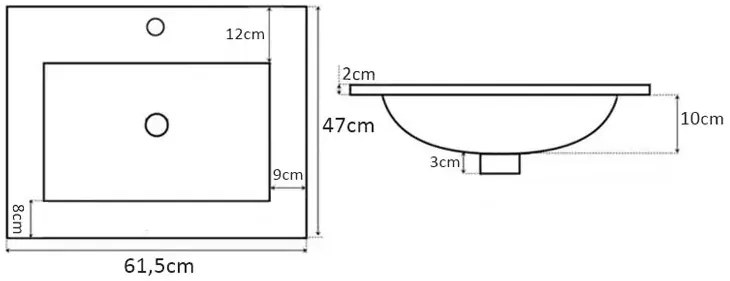 Umywalka wpuszczana z ryflowaną szafką ścienną szałwiowy + orzech L5-A29