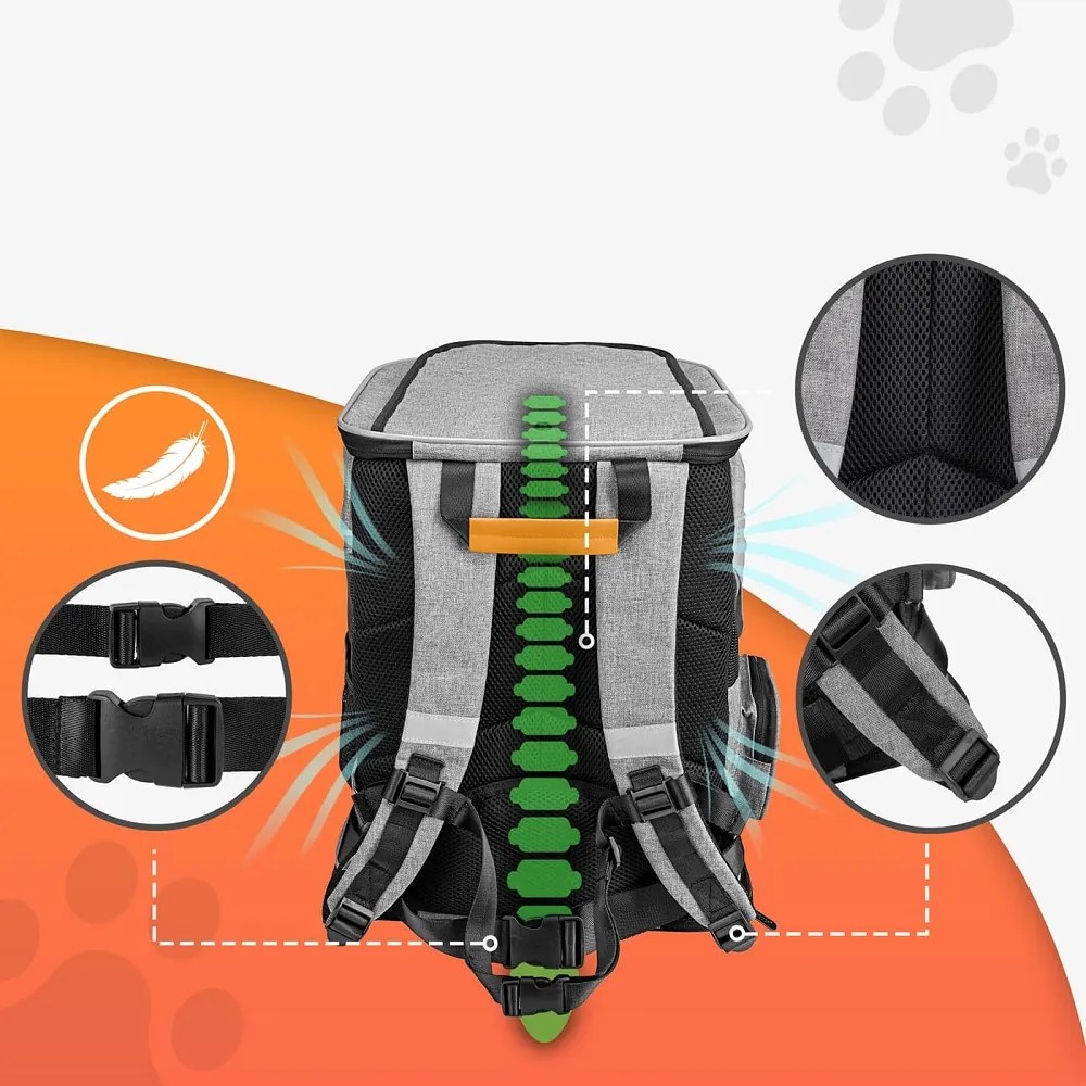 Plecak na psy i koty JOY, 31x30x41cm, szara Cadoca