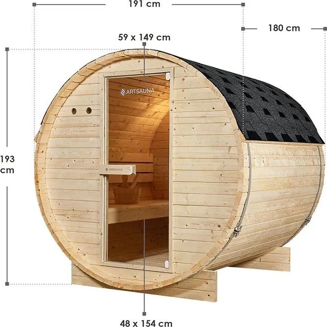 Fińska sauna beczkowa Ø 190 × 180 cm
