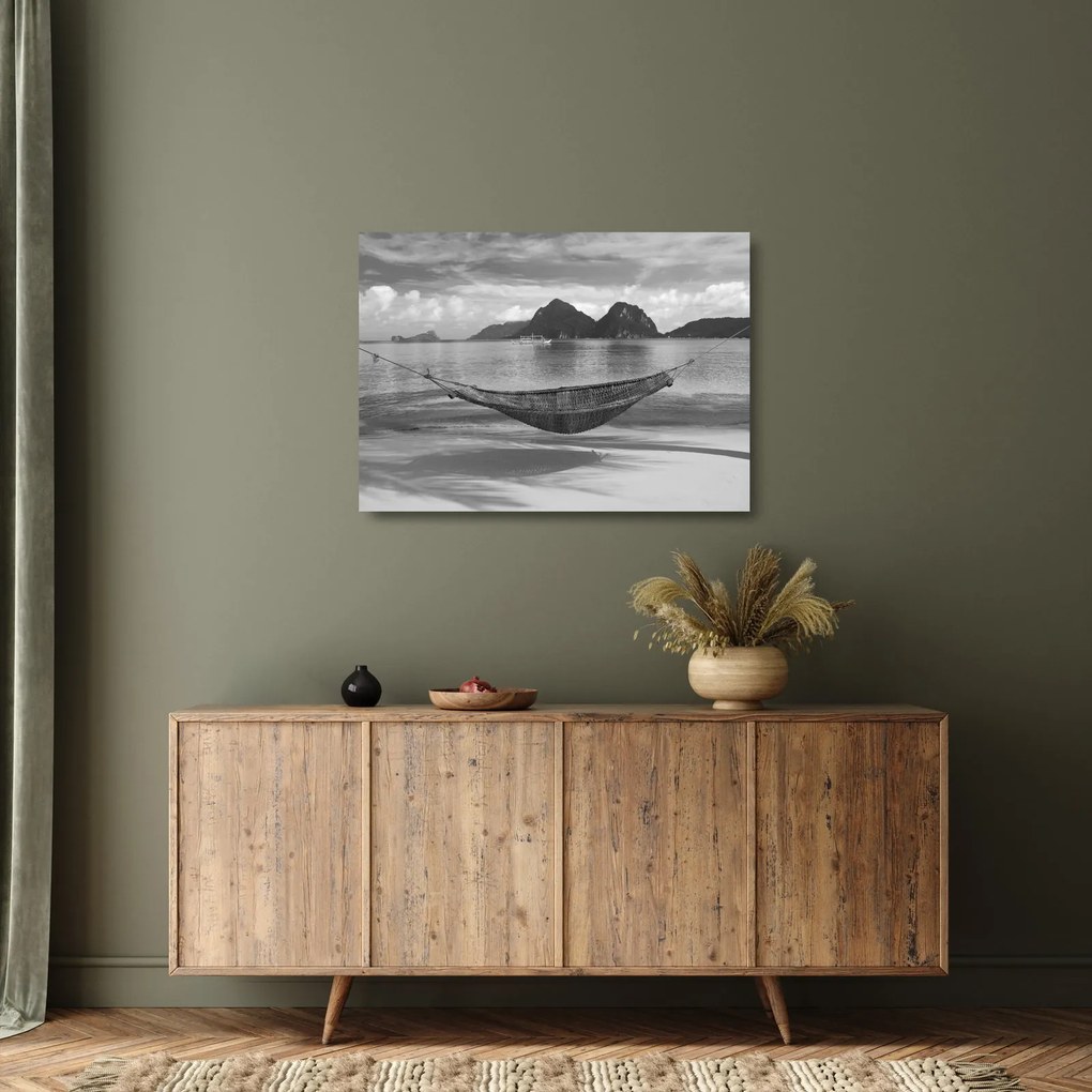 Obraz na szkle - Hamak na plaży (70x50 cm)