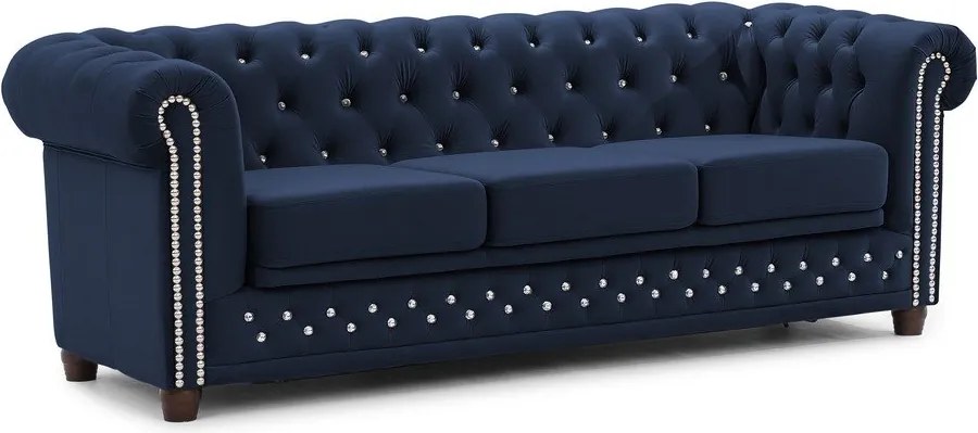 Niebieska aksamitna rozkładana sofa 203 cm York Blik – Ropez