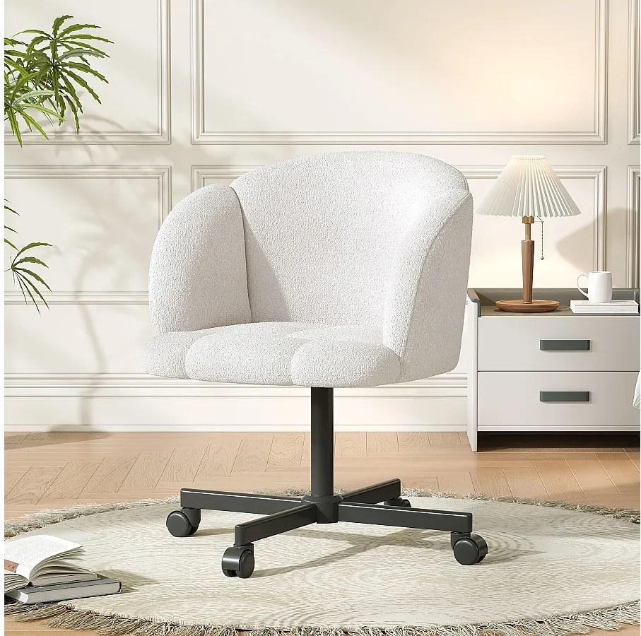 Krzesło obrotowe/biurowe/komputerowe - 66 x 64 x 87 cm - obrotowe 360° - aksamitne - beżowe