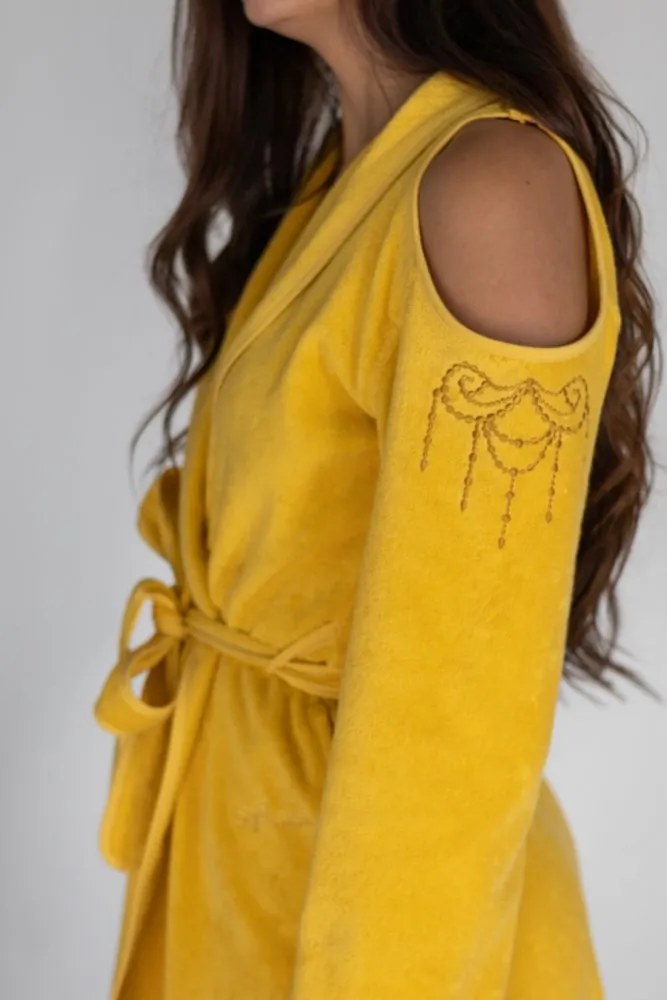 Krótki damski szlafrok GLORIA L Żółty