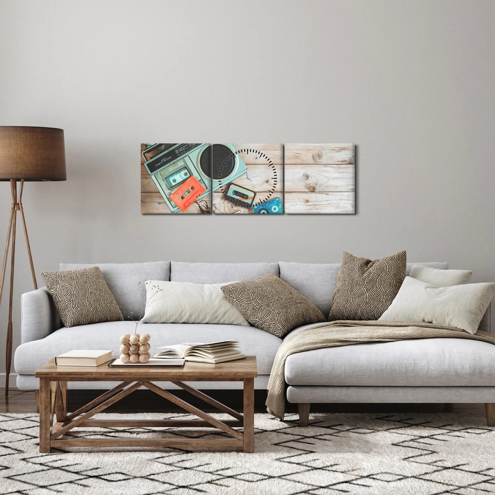 Obraz - Radio retro (z zegarem) (90x30 cm)