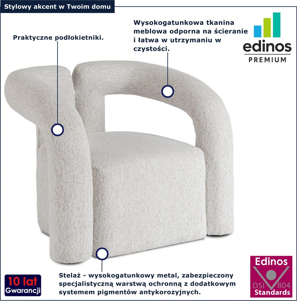 Szary designerski fotel do salonu w stylu nowoczesnym C2-B78