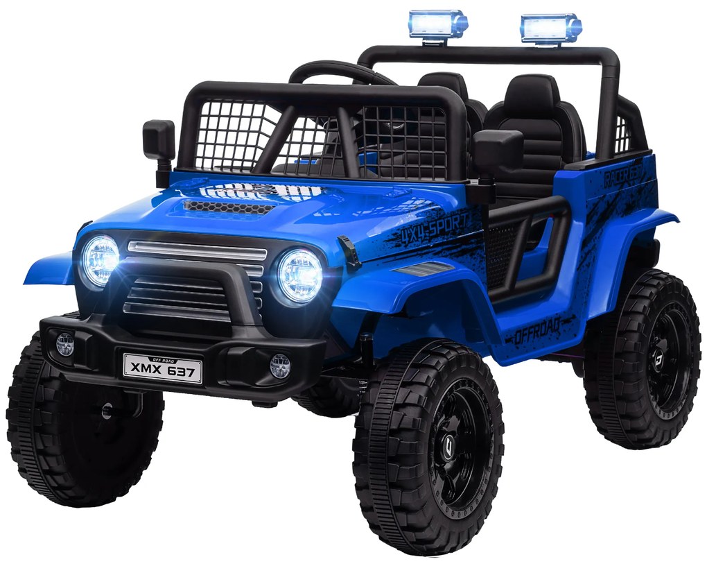 AIYAPLAY Dziecięcy Samochód Elektryczny z Miękkim Zawieszeniem, Sterowalny Pilotem, z LED, Klaksonem, Silnikami 12V, z Plastiku i Metalu, Niebieski