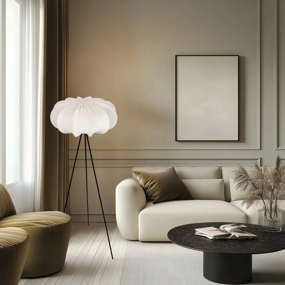 Biała lampa stojąca z tekstylnym kloszem (wysokość 147 cm) Cafee – Candellux Lighting