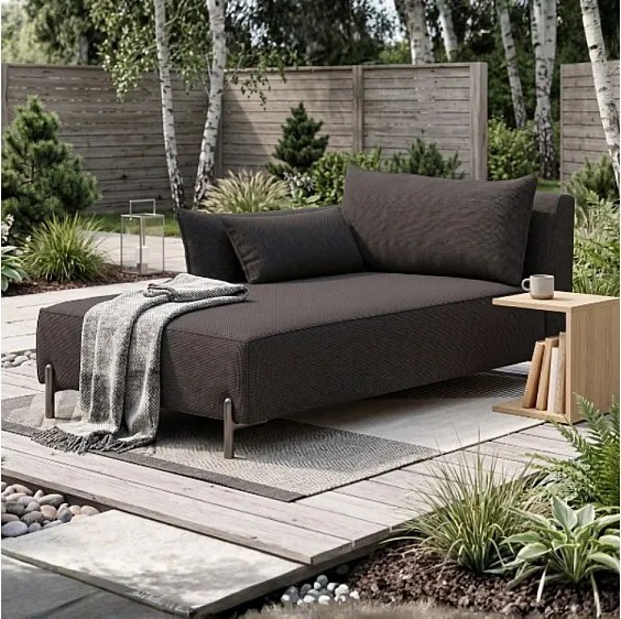 Szezlong ogrodowy lewy GARDEN w tkaninie Kanaria 7031 czarny