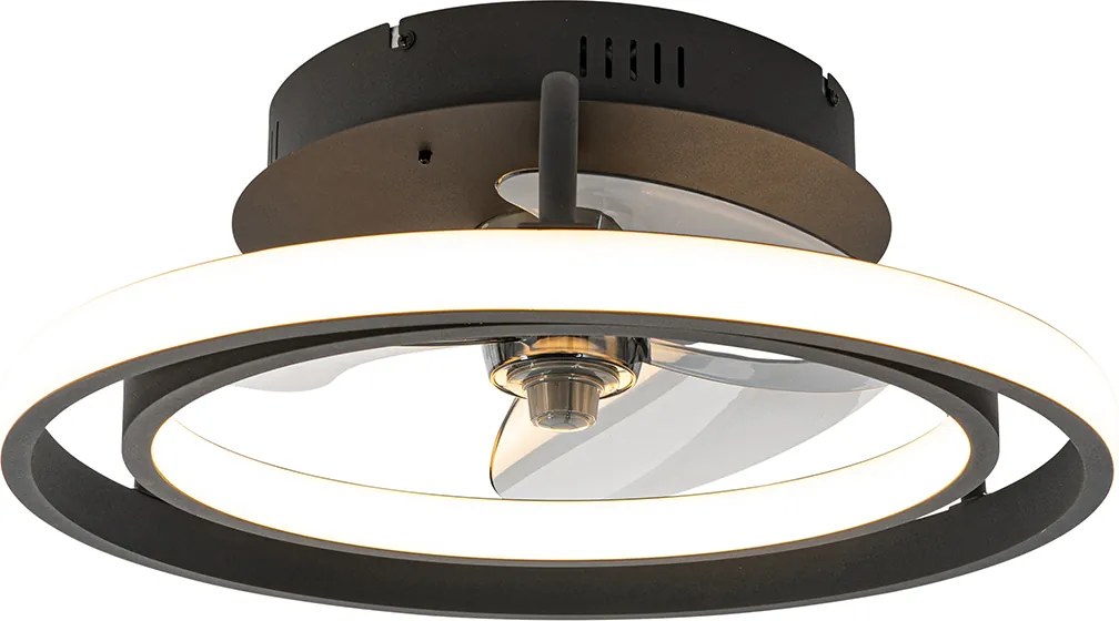Czarny wentylator sufitowy 46,5 cm z pilotem i oświetleniem LED - Kees