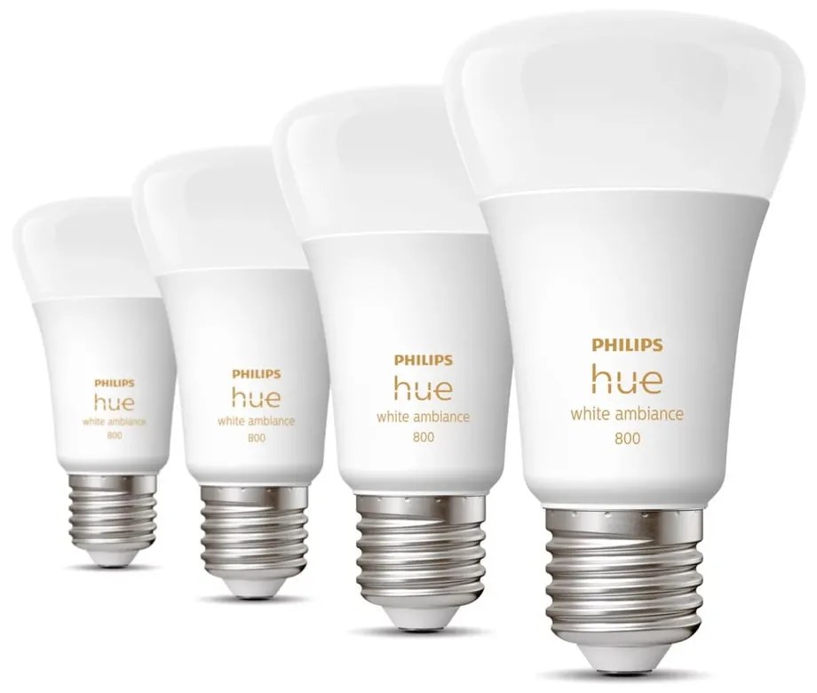 Inteligentne żarówki LED z gwintem E27, 9 W zestaw 4 szt. White ambiance – Philips Hue