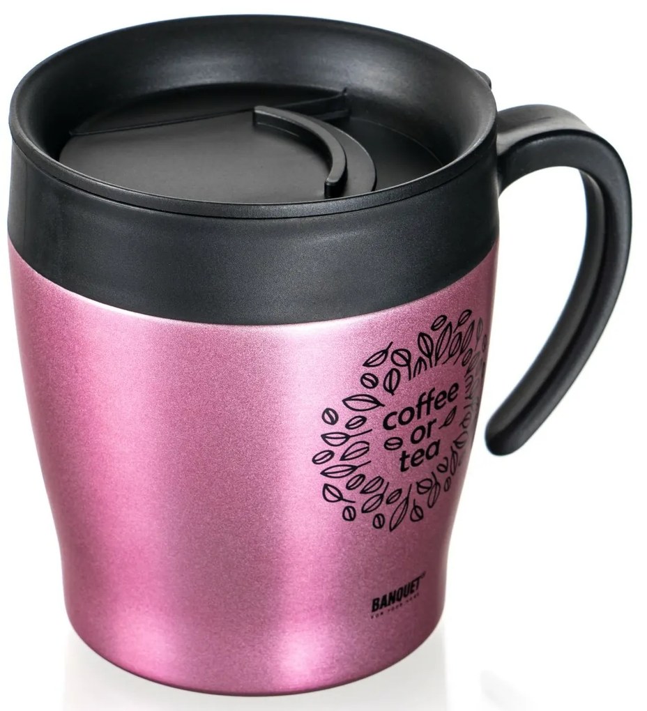 Banquet Kubek termiczny podróżny TAZZA 330 ml,różowy