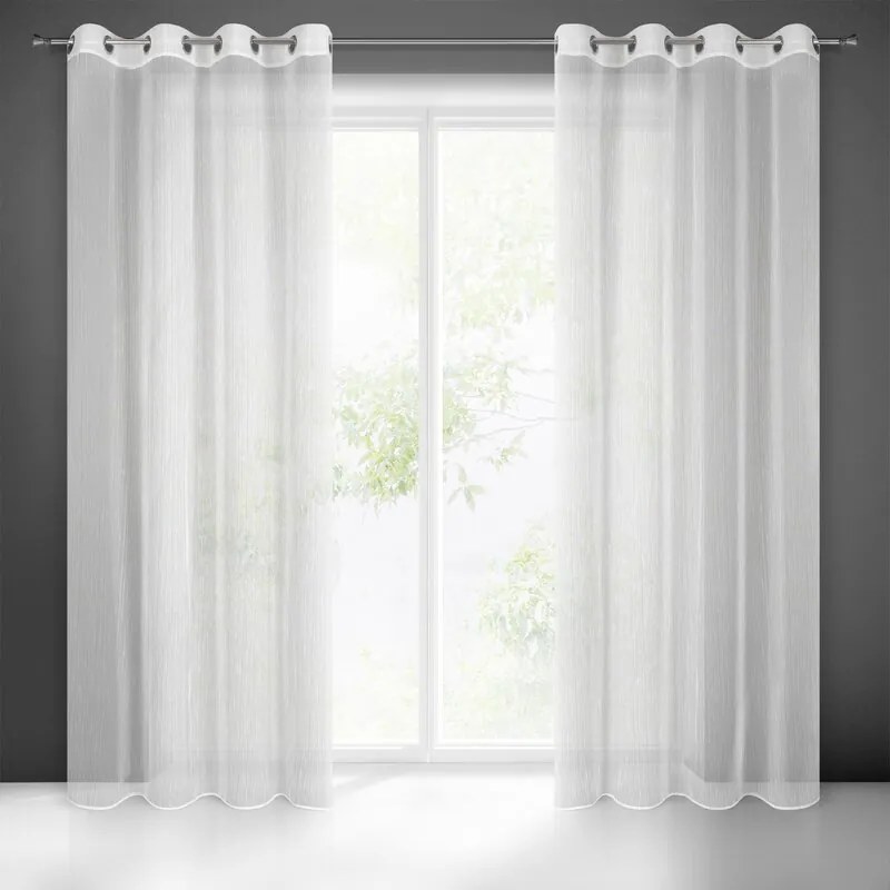 Firana biała gotowa na przelotkach delikatne prążki deszczyk 140x250 cm