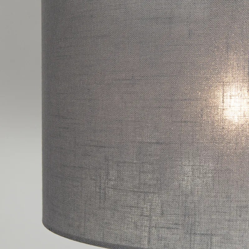 Lampa wisząca czarna z kloszem 35 cm szary regulowany 2-światła - Blitz Nowoczesny Oswietlenie wewnetrzne