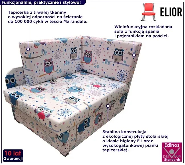 Młodzieżowy tapczan rozkładany w sowy W0-A39