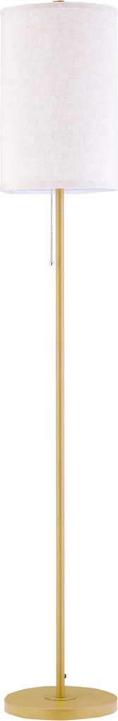 HOMCOM Lampa Stojąca, Elegancka Lampa Podłogowa ze Stali z Abażurem z Tkaniny, Lampa do Salonu, Przełącznik na Łańcuszku, Złoto+Biały