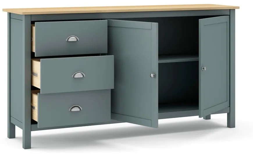 Szarozielona komoda z litego drewna sosnowego 150x80x40 cm Misti – Marckeric