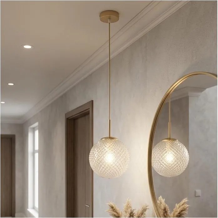 Brilagi - Lampa wisząca na lince STELLA 1xE27/60W/230V śr. 18 cm beżowo-złota