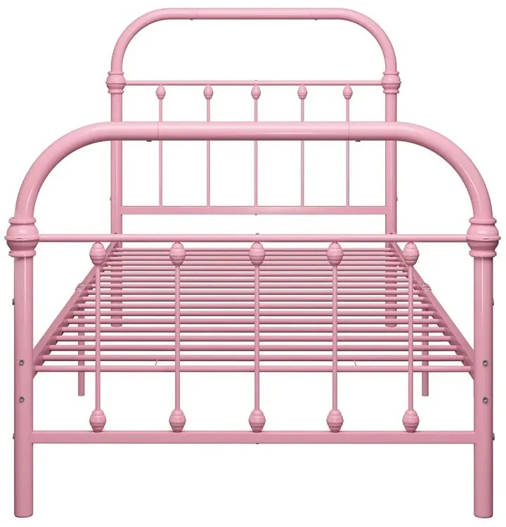 Różowe pojedyncze łóżko metalowe 90x200 cm A8-G96