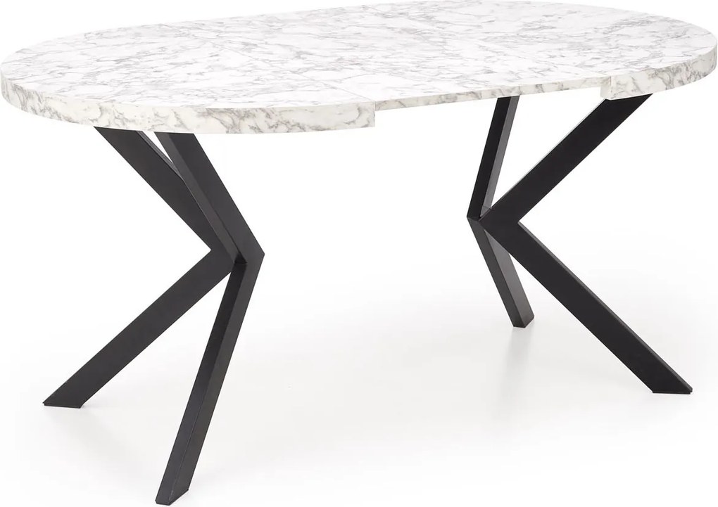 Okrągły rozkładany stół do jadalni Peroni biały marmur / czarny