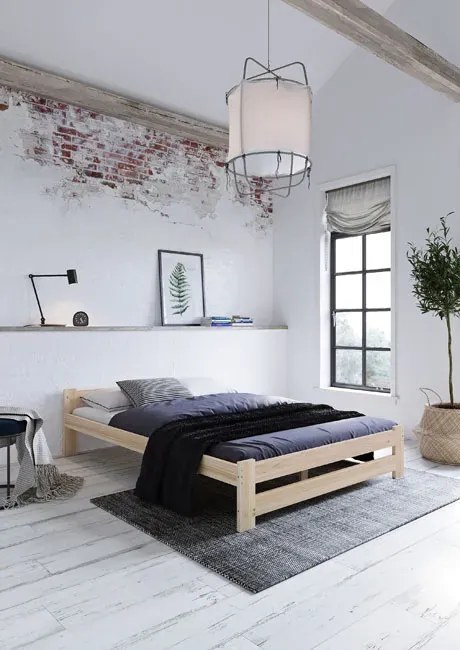 Minimalistyczne łóżko z drewna sosnowego 140x200 - Logis 3X