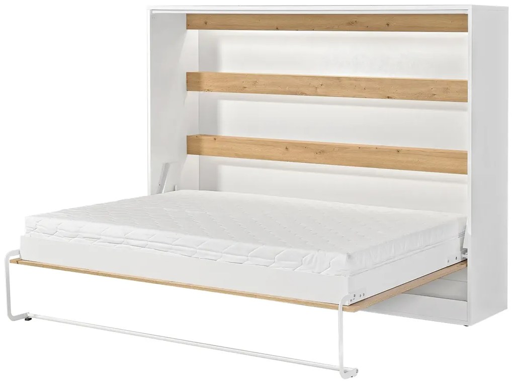 Rozkładany półkotapczan biały + dąb 140x200 R5-A59