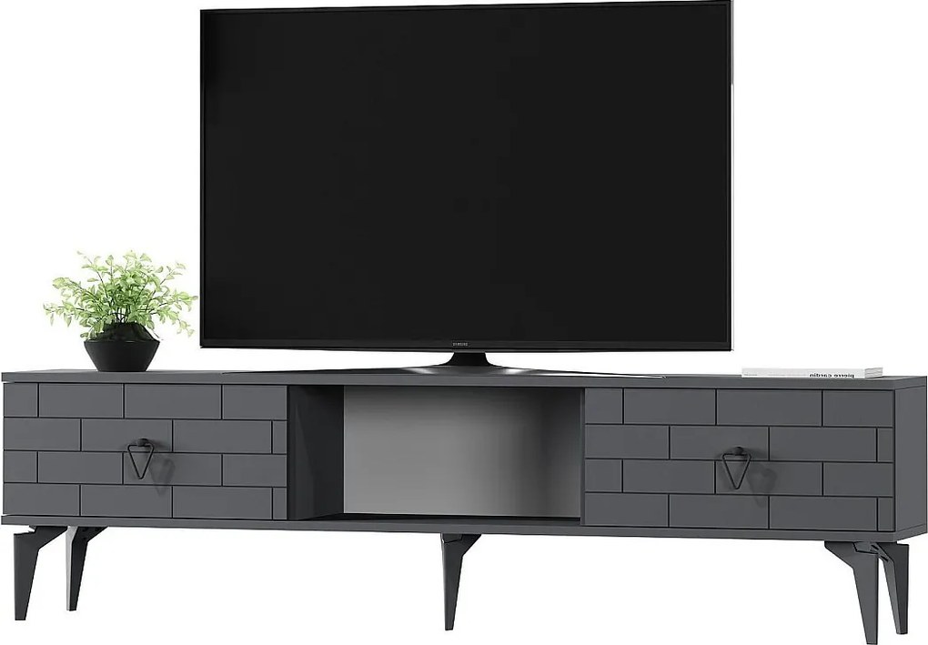 Stojak pod telewizor – 150 cm x 44,6 cm x 29,6 cm – Antracyt – Płyta wiórowa pokryta melaminą