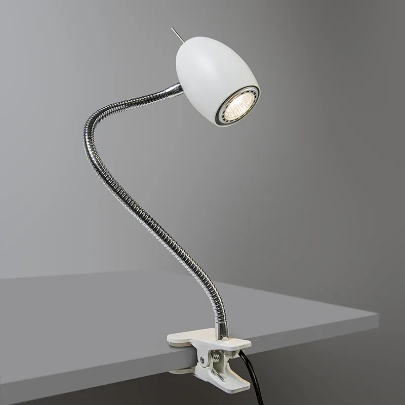 Designerski klosz reflektor biały z elastycznym ramieniem - Egg Nowoczesny Oswietlenie wewnetrzne