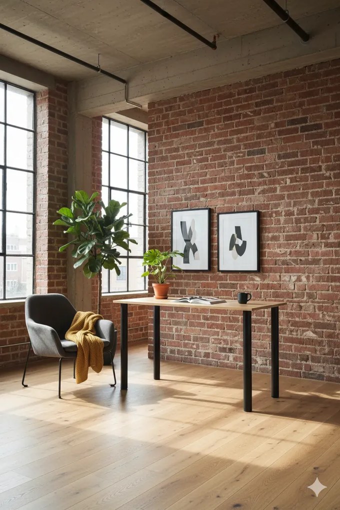 Industrialne biurko z regulowanymi nogami 90x60 dąb craft złoty B9-P36