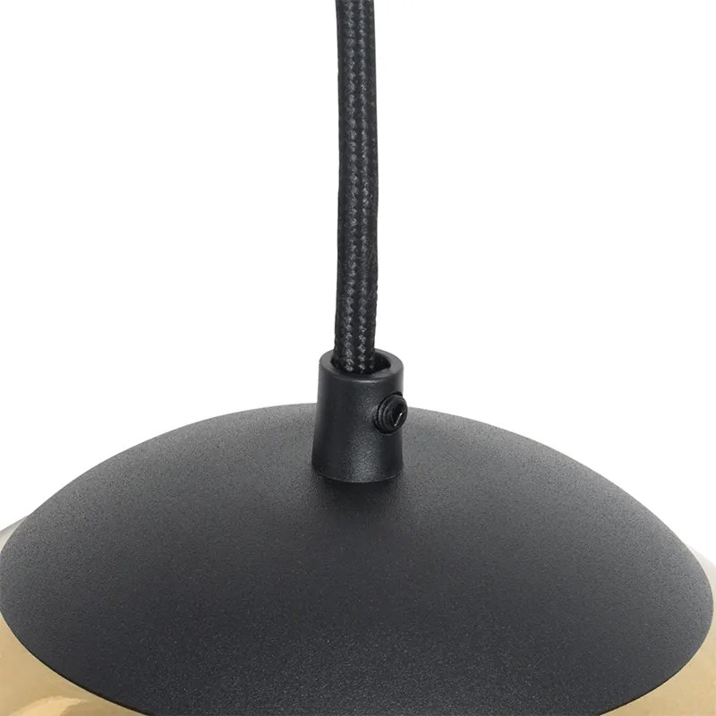 Lampa wisząca w stylu art deco czarna ze złotym szkłem 20 cm - Pallon ArtDeco Oswietlenie wewnetrzne
