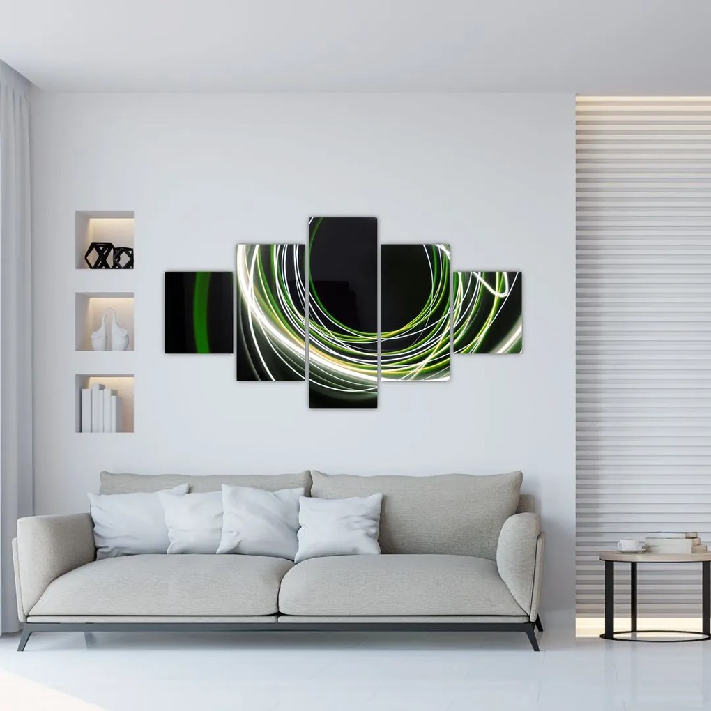 Obraz zielonych kresek (125x70 cm)