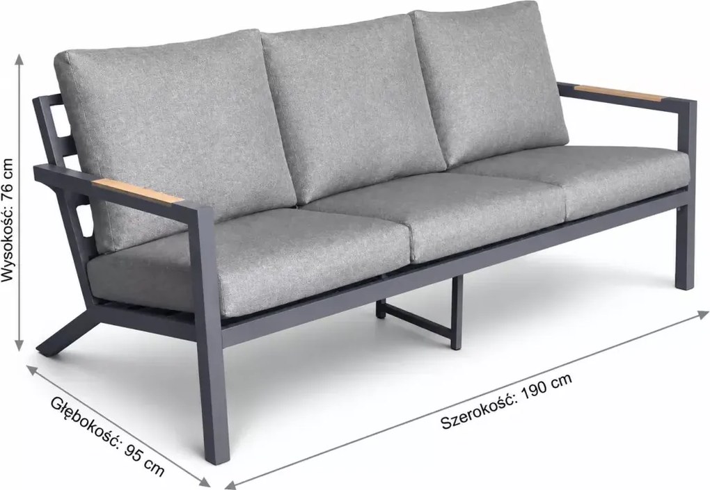 Sofa ogrodowa Meggy 190 cm – luksusowa sofa 3-osobowa do ogrodu i strefy lounge