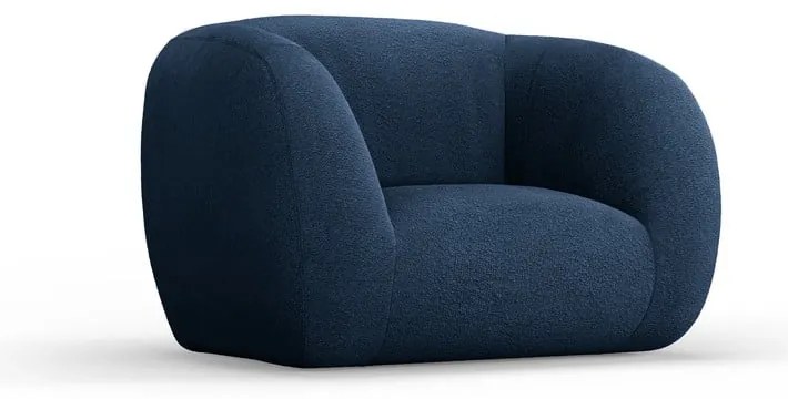 Niebieski fotel z materiału bouclé Essen – Cosmopolitan Design