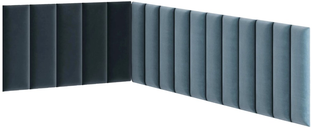 Tapicerowany panel ścienny QUADRATTA 20x50 cm, niebieski Kolor: Niebieski