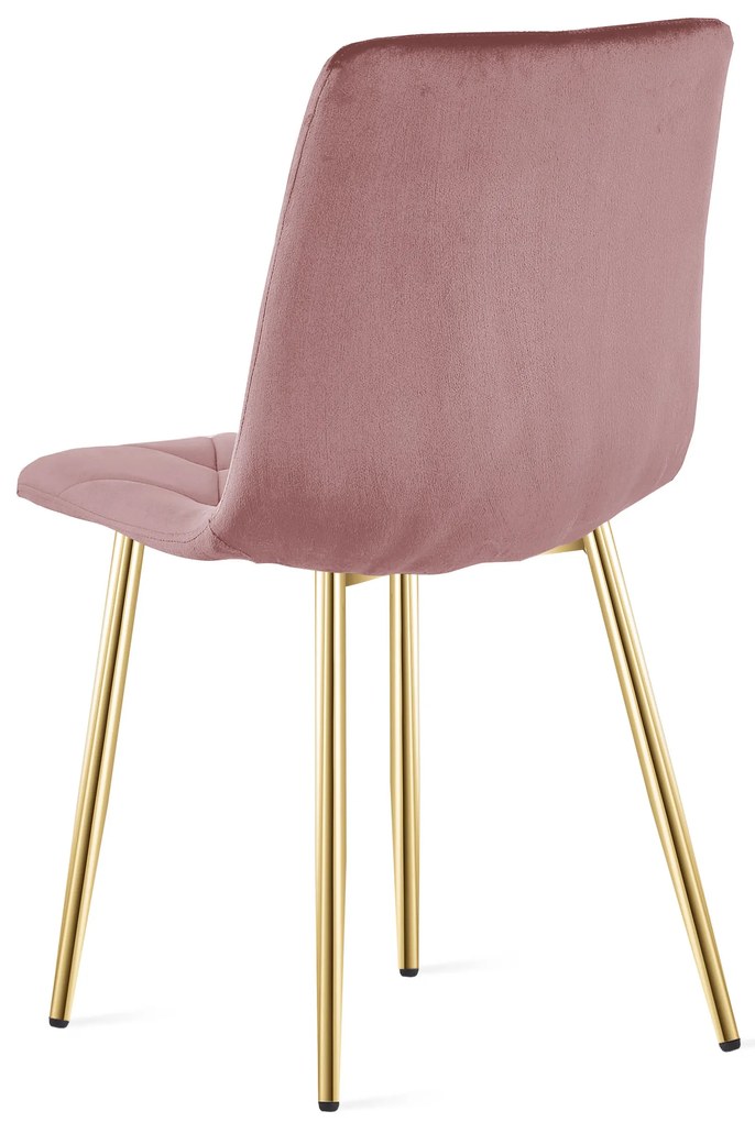Różowe krzesło do kuchni LIBRA aksamitne ze złotymi nogami