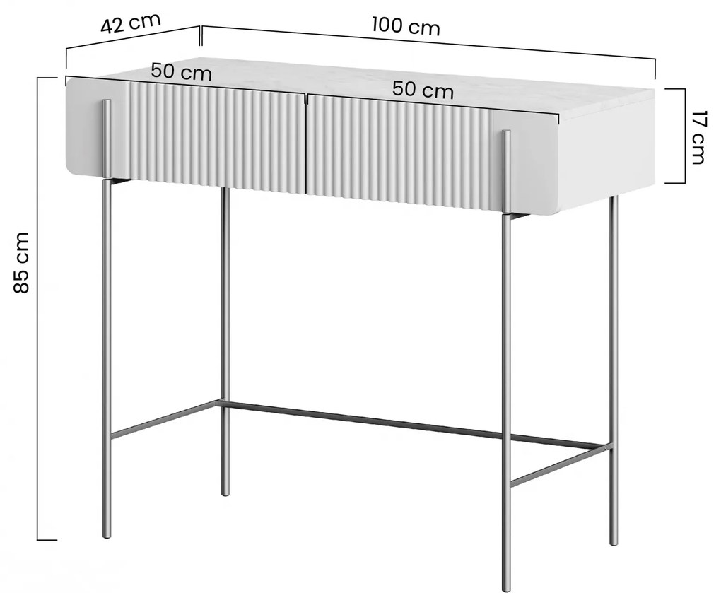 Toaletka Malmi 100 cm z szufladami - kaszmir / crema bianca / złote nóżki