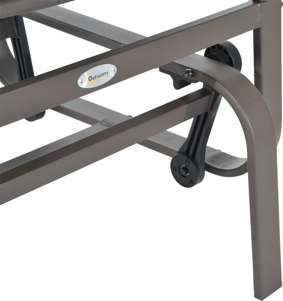 Outsunny krzesło bujane ogród krzesło ogrodowe do ogrodu metal fotel bujany kolor brązowy