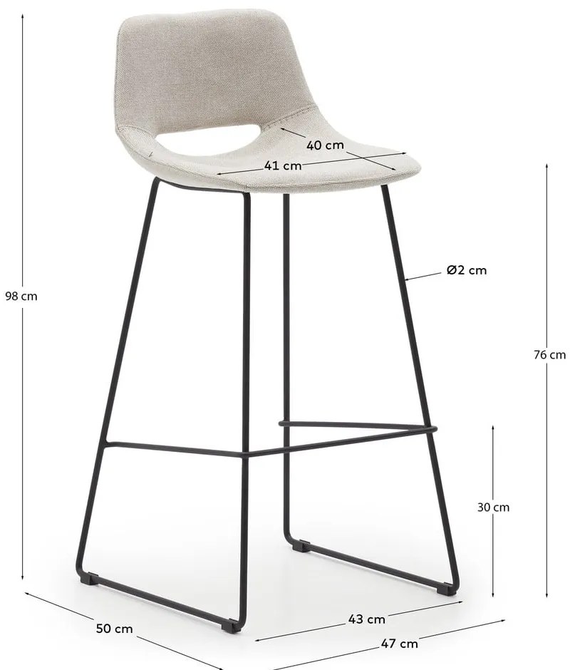 Beżowy hoker (wysokość siedziska 76 cm) Zahara – Kave Home