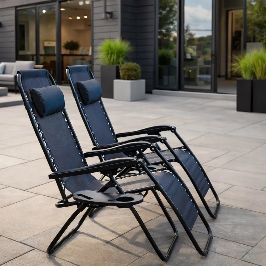 Zestaw 2 składanych leżaków ogrodowych Malibu TDC2502, kolor czarny