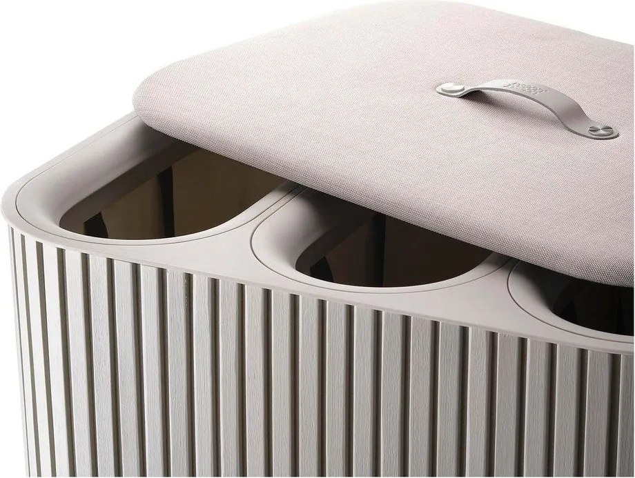 Beżowy bambusowy kosz na pranie 3x30 l Tota Trio Luxe – Joseph Joseph