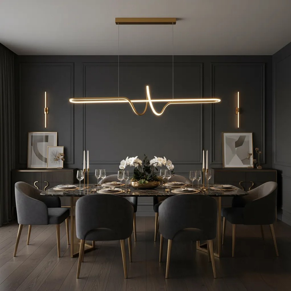 LAMPA SUFITOWA WISZĄCA LED LHJ038-CP ZŁOTA SZCZOTKOWANA