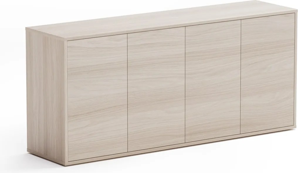 Komoda biurowa BLOCK, 1600 × 400 × 710 mm, 4 drzwi, dąb naturalny