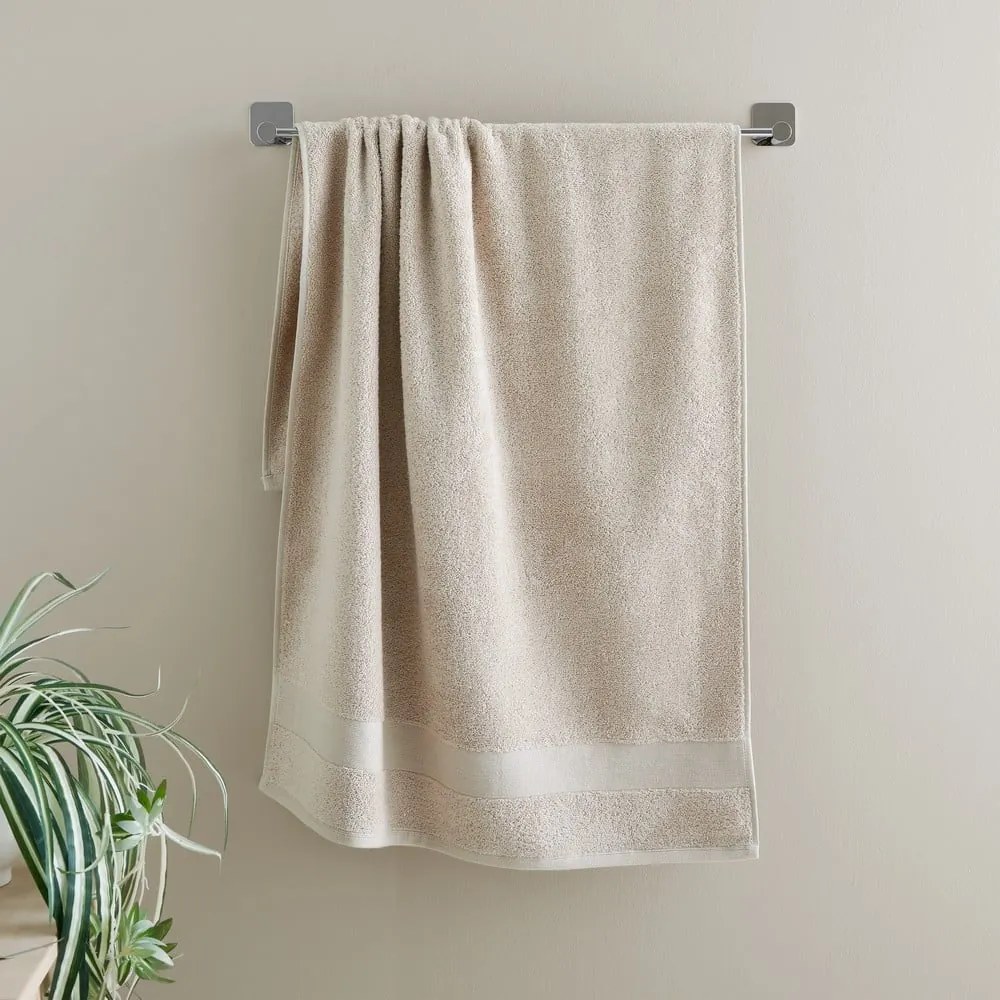 Beżowe bawełniane ręczniki kąpielowe frotte zestaw 2 szt. 90x140 cm Anti-Bacterial – Catherine Lansfield
