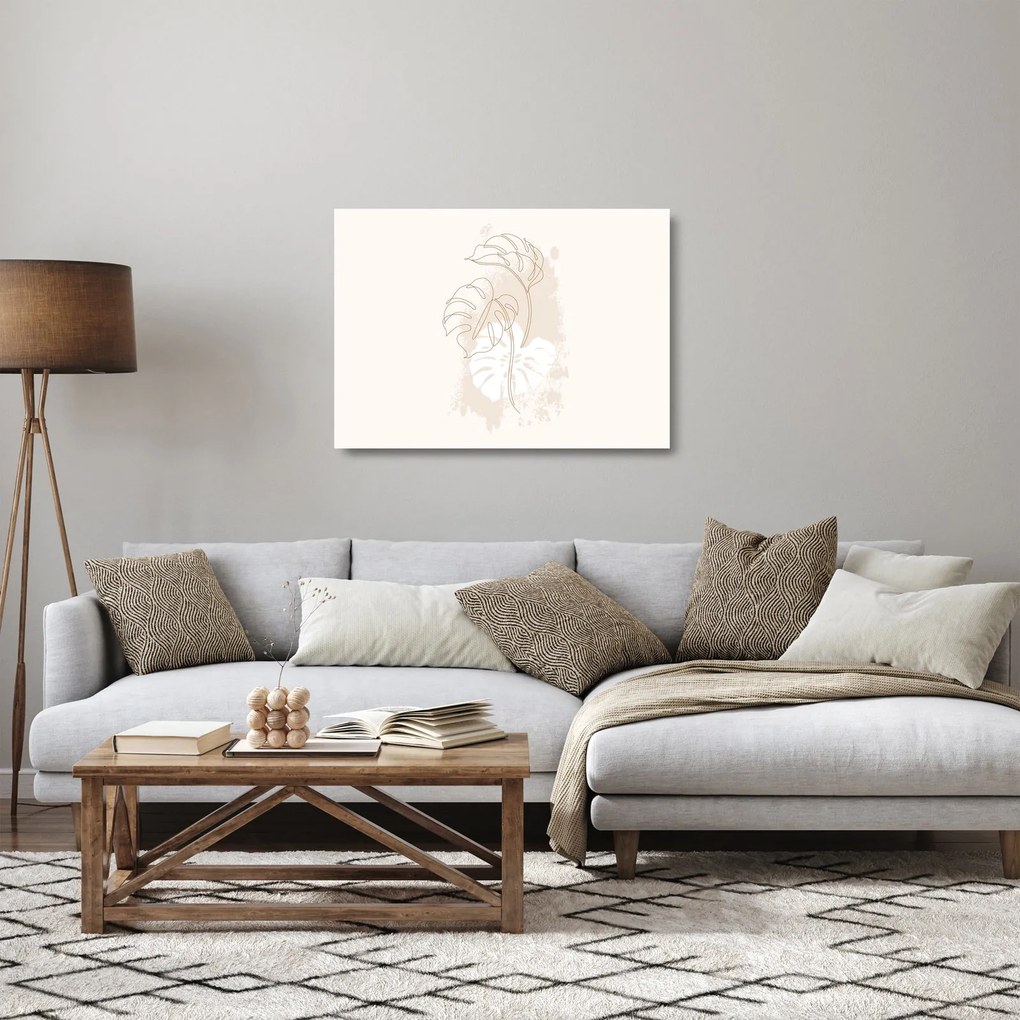 Obraz na szkle - Line art monstera N⁰1 (70x50 cm)