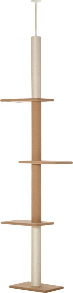 PawHut Drapak dla kota z regulowaną wysokością Khaki Stabilna konstrukcja 43x27x228-260cm | Aosom PL