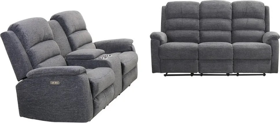 Kanapa 3+2 z tkaniny z elektryczną funkcją relax NEVERS - Szara