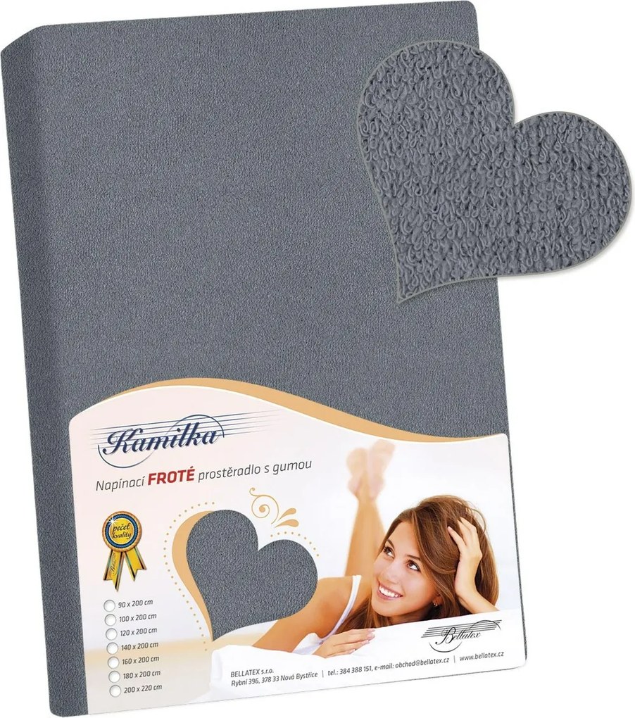 Bellatex Prześcieradło frotte Kamilka ciemnoszary, 140 x 200 cm, 140 x 200 cm