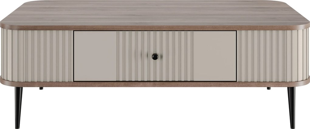 Stolik kawowy Vesper 103x60 cm z szufladą - kaszmir / orzech / czarne nogi