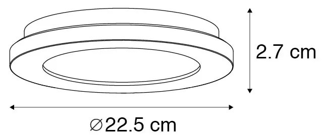 Plafon / Lampy sufitowe LED okrągły czarny 22.5cm 3-stopniowe ściemnianie IP44 - Steve Nowoczesny Oswietlenie wewnetrzne